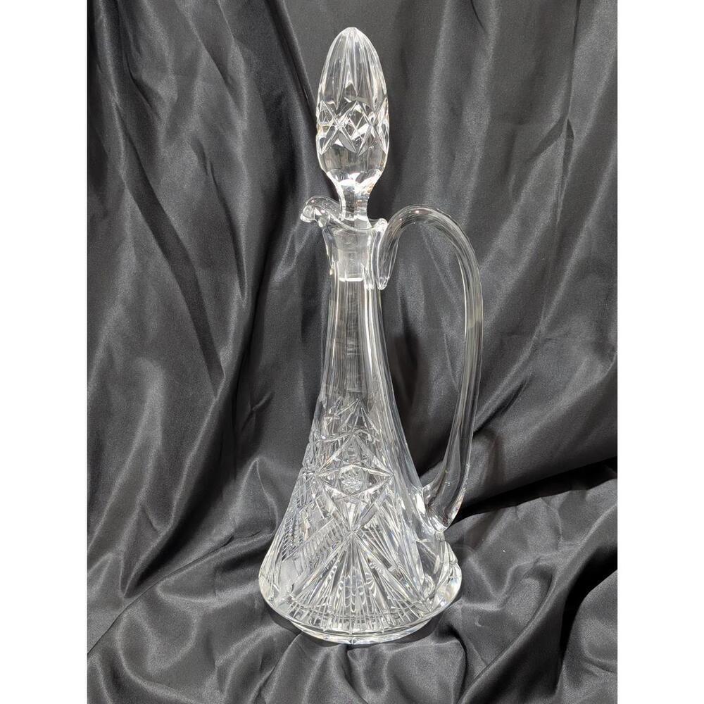 Cut Lead Crystal Glass Decanter with Stopper Excellent Condition 16.5" Tall - Picture 1 of 9